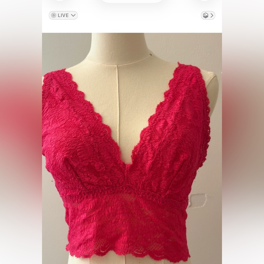 Cosabella Lace V-Neck Chemise in Vibrant Pink